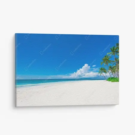 Canvas print tropical paradise beach with palm trees • Wallissimo®
