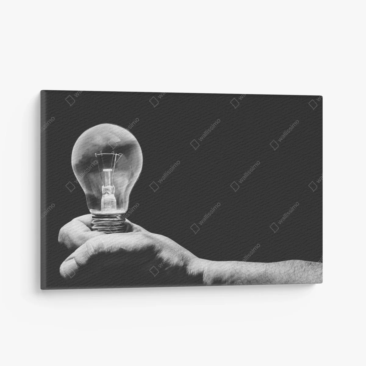 Canvas print monochrome hand holding light bulb ⁕ Wallissimo® Canvas print monochrome hand holding light bulb ⁕ Wallissimo®