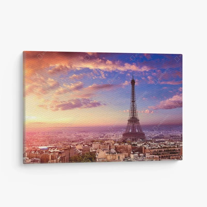 Canvas print sunset over the Eiffel Tower skyline ⁕ Wallissimo® Canvas print sunset over the Eiffel Tower skyline ⁕ Wallissimo®