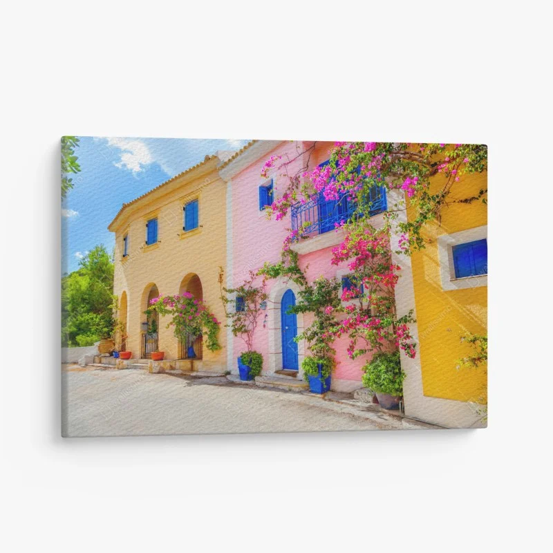 Canvas print colorful street in Kefalonia