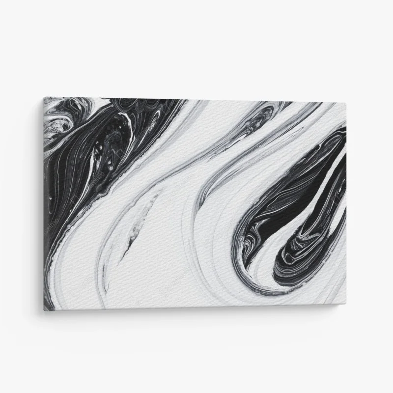 Canvas print monochrome marble swirl
