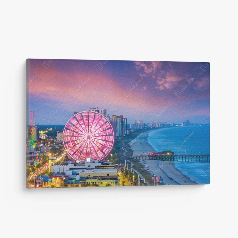 Canvas print Myrtle Beach sunset skyline with ferris wheel