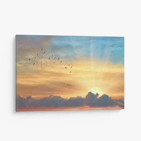 Canvas print golden sunrise over clouds • Wallissimo®