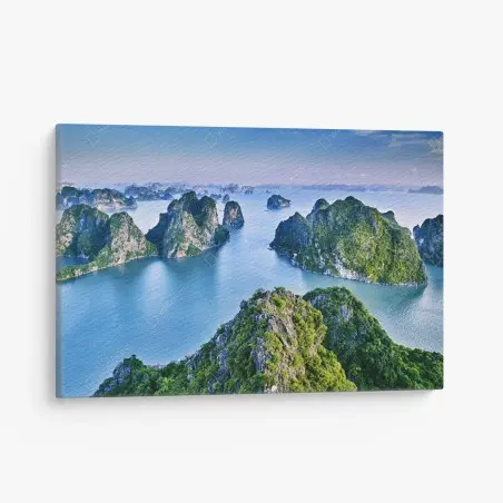 Canvas print Halong Bay limestone islands panorama • Wallissimo®
