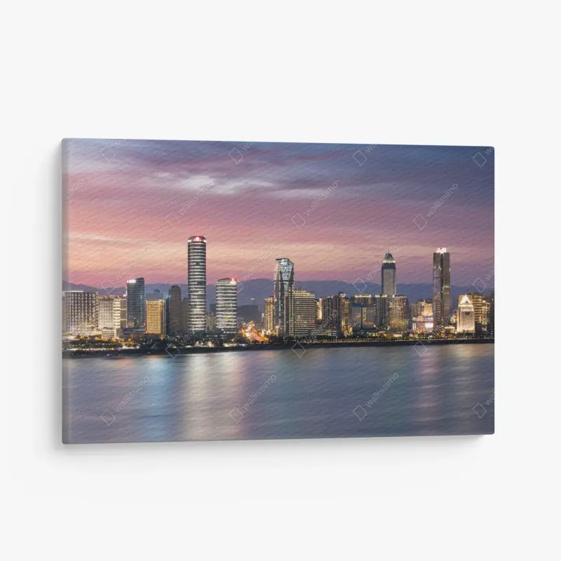 Canvas print tranquil city skyline at dusk