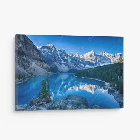 Canvas print serene alpine lake reflection • Wallissimo®