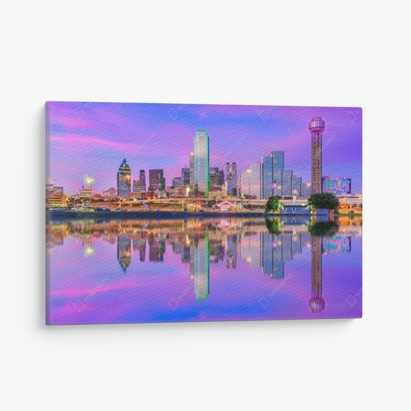 Canvas print Dallas skyline at purple dusk