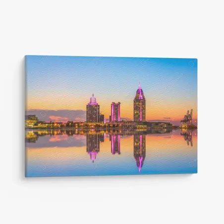 Canvas print Mobile skyline at sunset • Wallissimo®