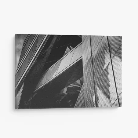 Canvas print geometric modern facade in monochrome • Wallissimo®