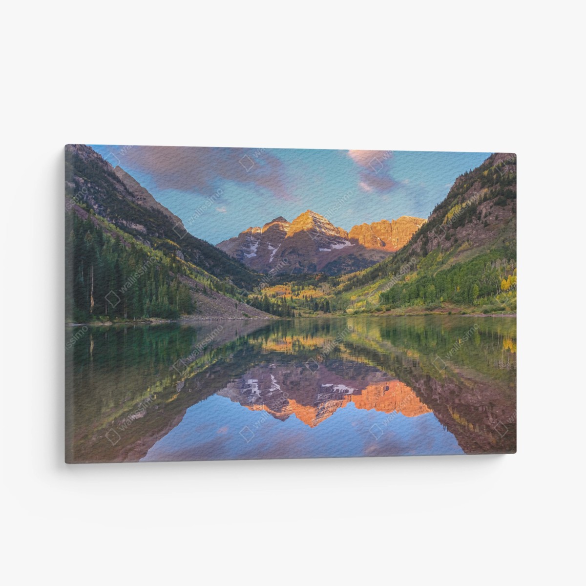 Canvas print sunrise reflection at Maroon Bells • Wallissimo®