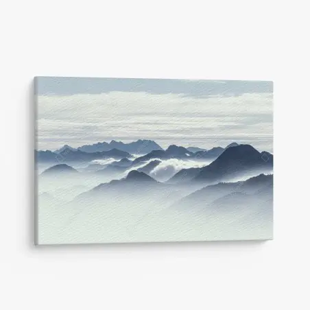 Canvas print misty mountain layers at dawn • Wallissimo®