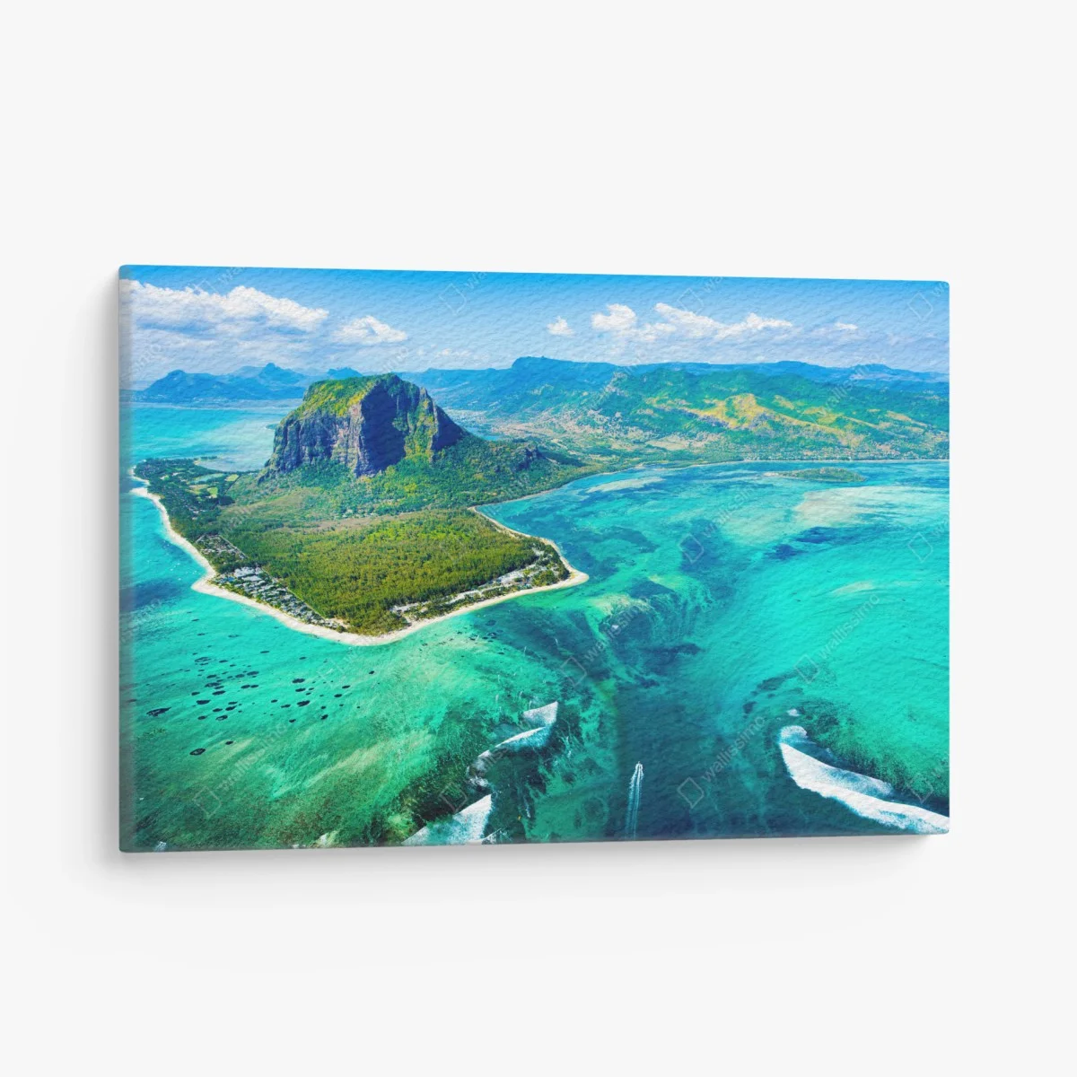 Canvas print turquoise lagoon aerial view, Mauritius ⁕ Wallissimo® Canvas print turquoise lagoon aerial view, Mauritius ⁕ Wallissimo®
