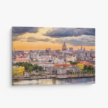Canvas print Havana skyline at sunset • Wallissimo®