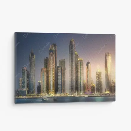 Canvas print golden skyline at dusk • Wallissimo®
