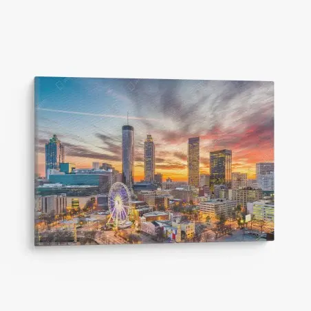 Canvas print Atlanta skyline at sunset • Wallissimo®