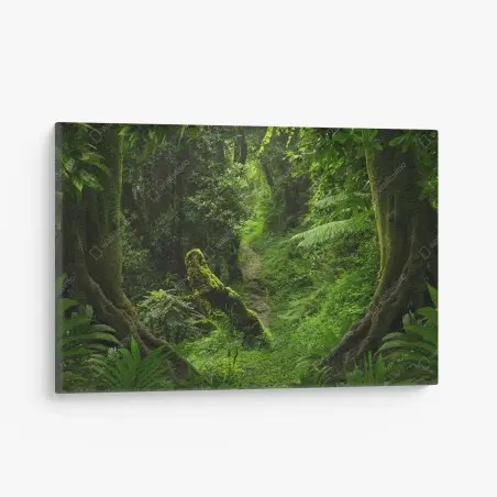 Canvas print enchanted mossy forest pathway • Wallissimo®