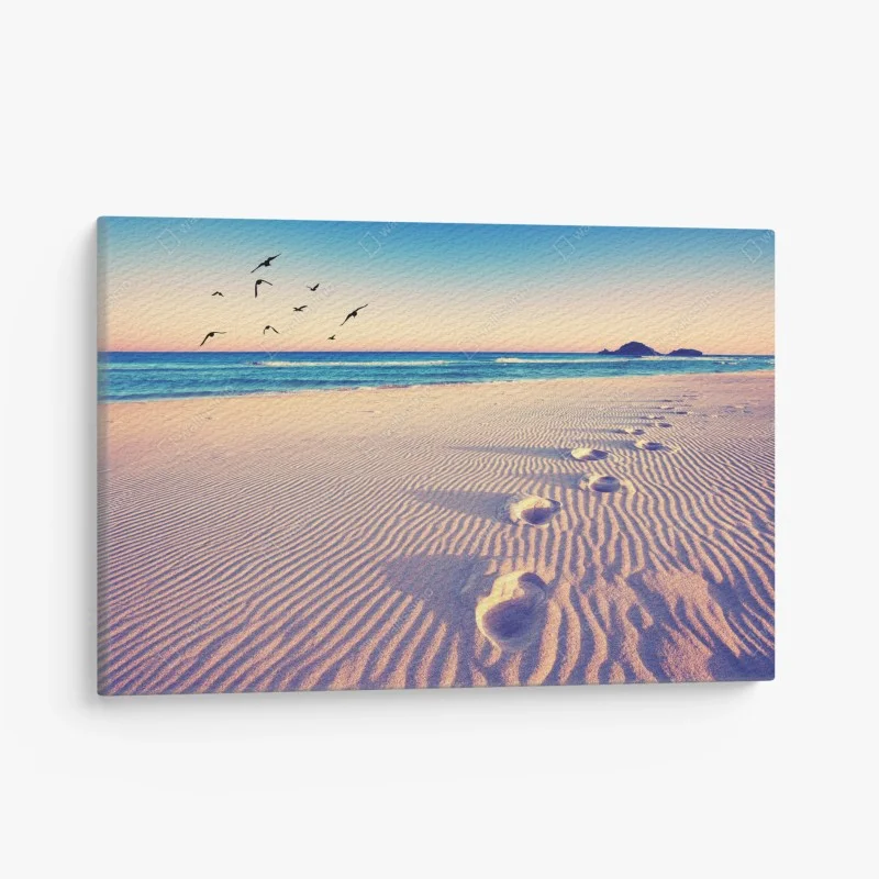 Canvas print magic footprints on a summer beach