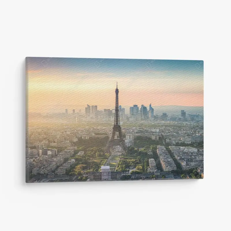 Canvas print Paris skyline at sunset with the Eiffel Tower