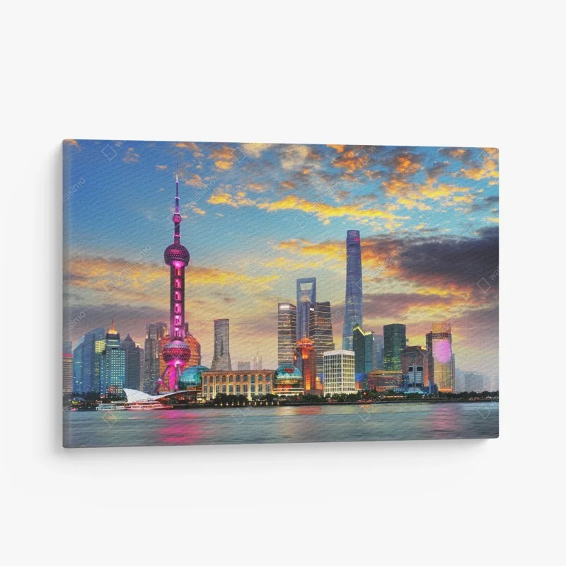 Canvas print Shanghai skyline at sunset