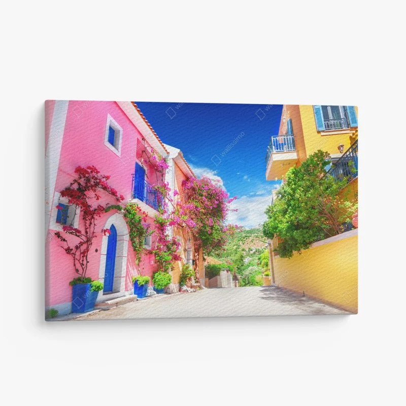 Canvas print vibrant street in Kefalonia