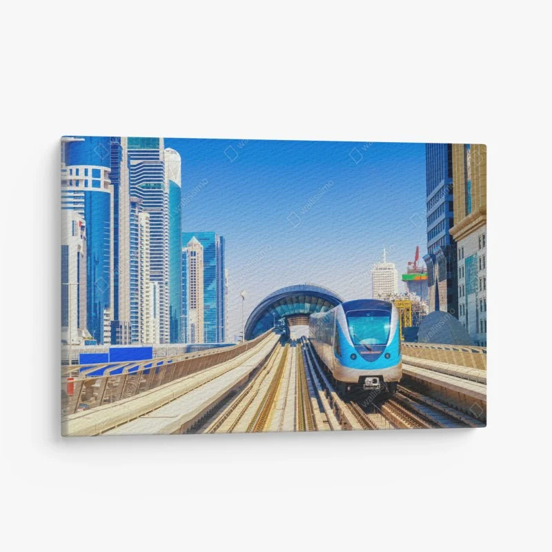 Canvas print urban metro train in sunlight