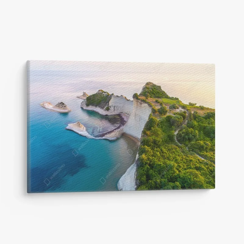 Canvas print aerial coastal cliffs and turquoise sea