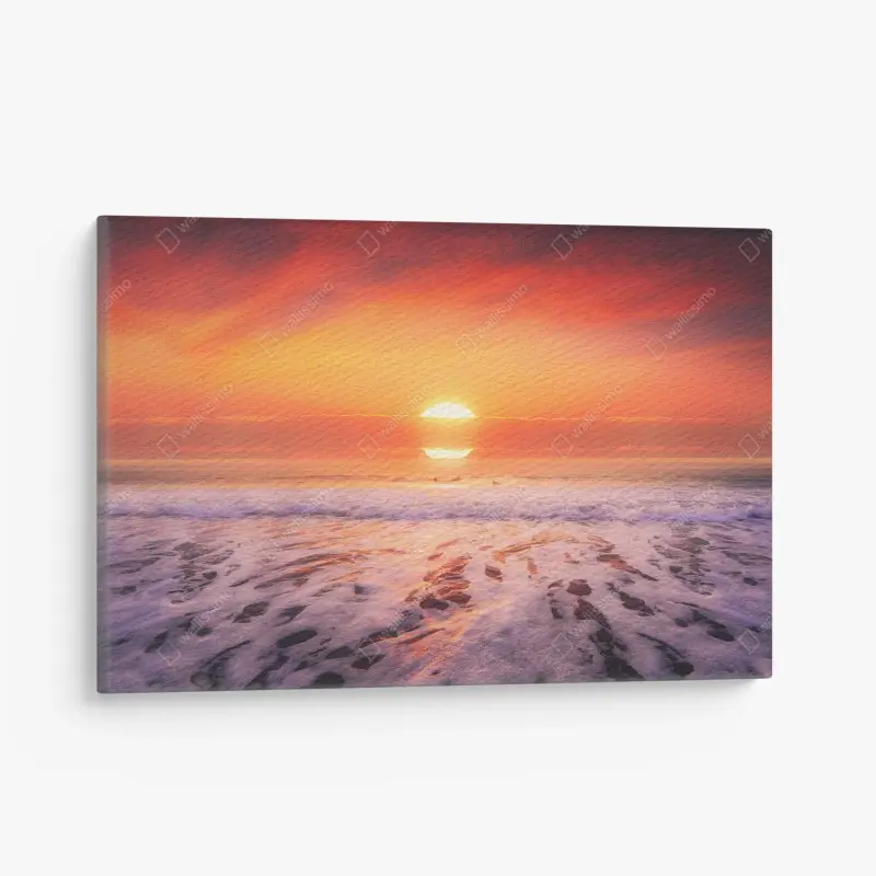 Canvas print golden sunset over tranquil beach