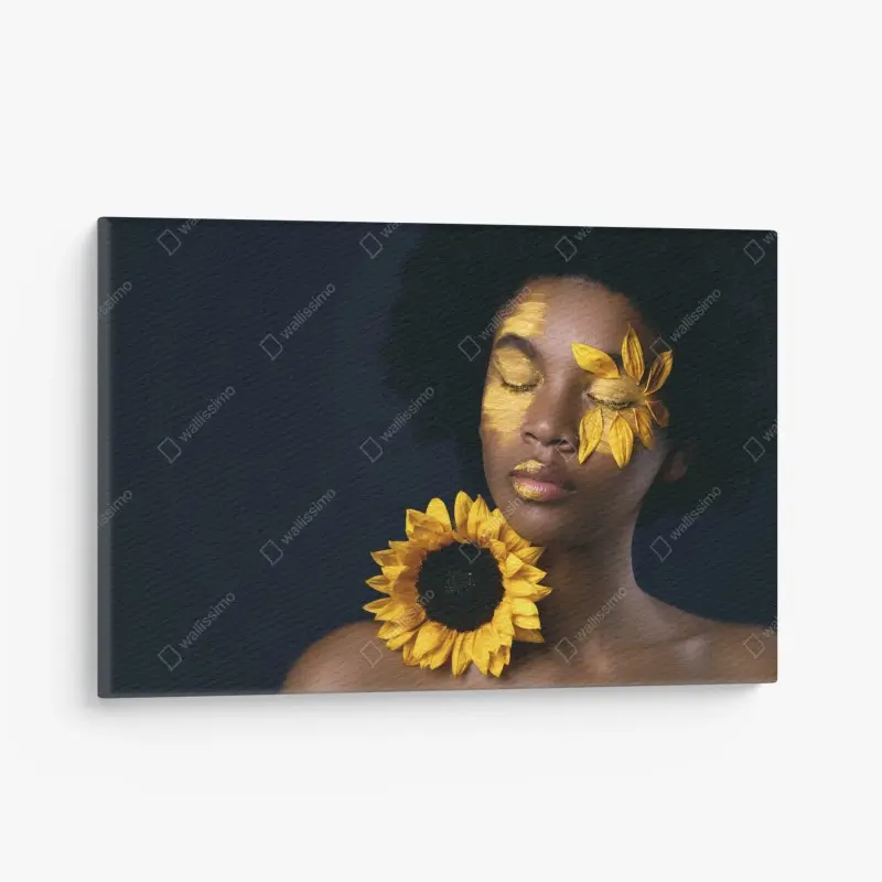 Canvas print sunflower muse: floral face portrait