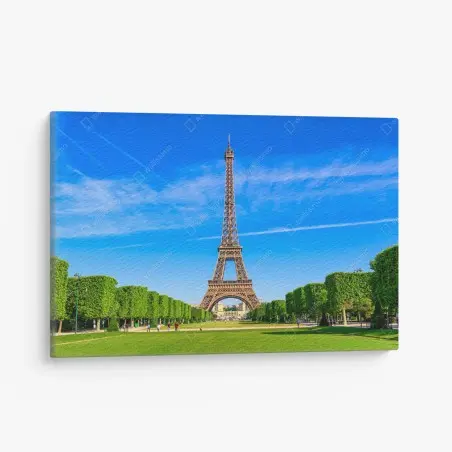 Canvas print Eiffel Tower at Champ de Mars, vibrant Paris skyline • Wallissimo®