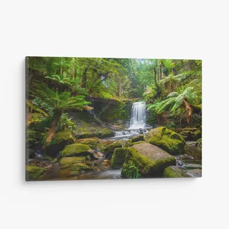 Canvas print lush forest waterfall retreat • Wallissimo®