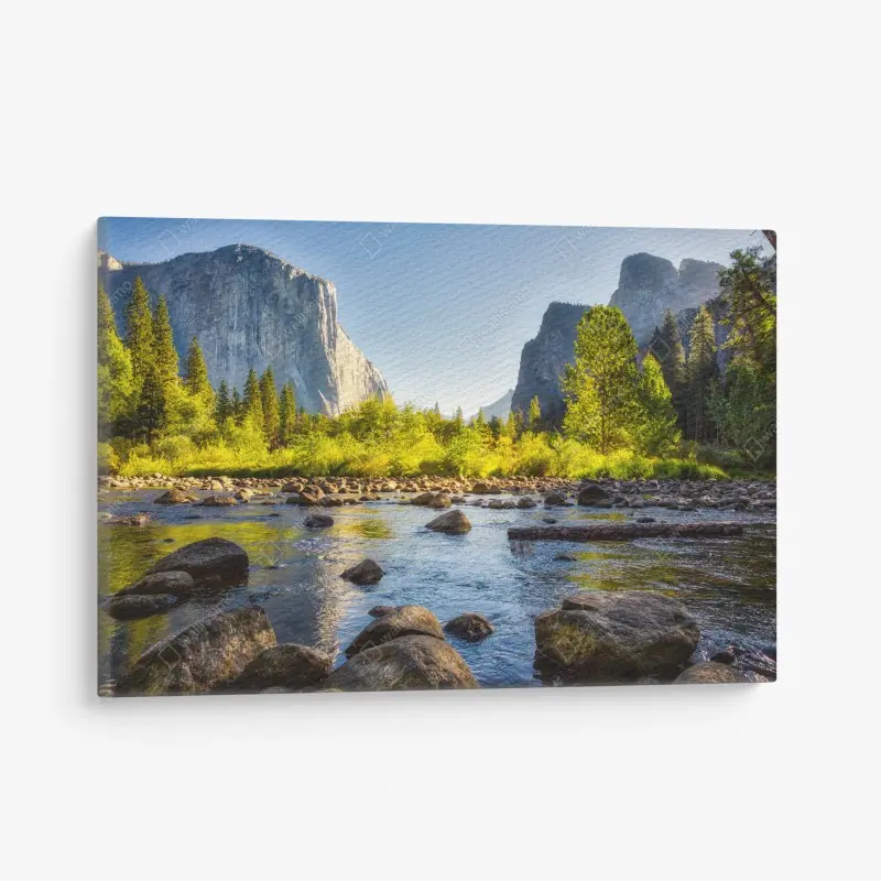 Canvas print golden river valley landscape