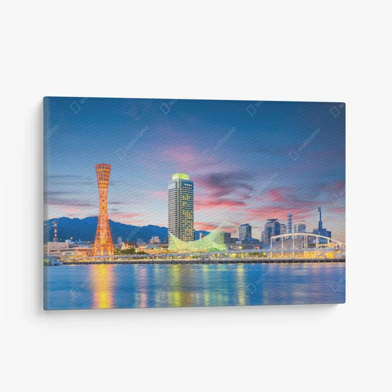 Canvas print Kobe skyline at dusk