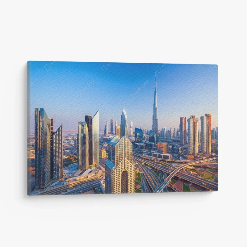Canvas print Dubai skyline with Burj Khalifa at sunset