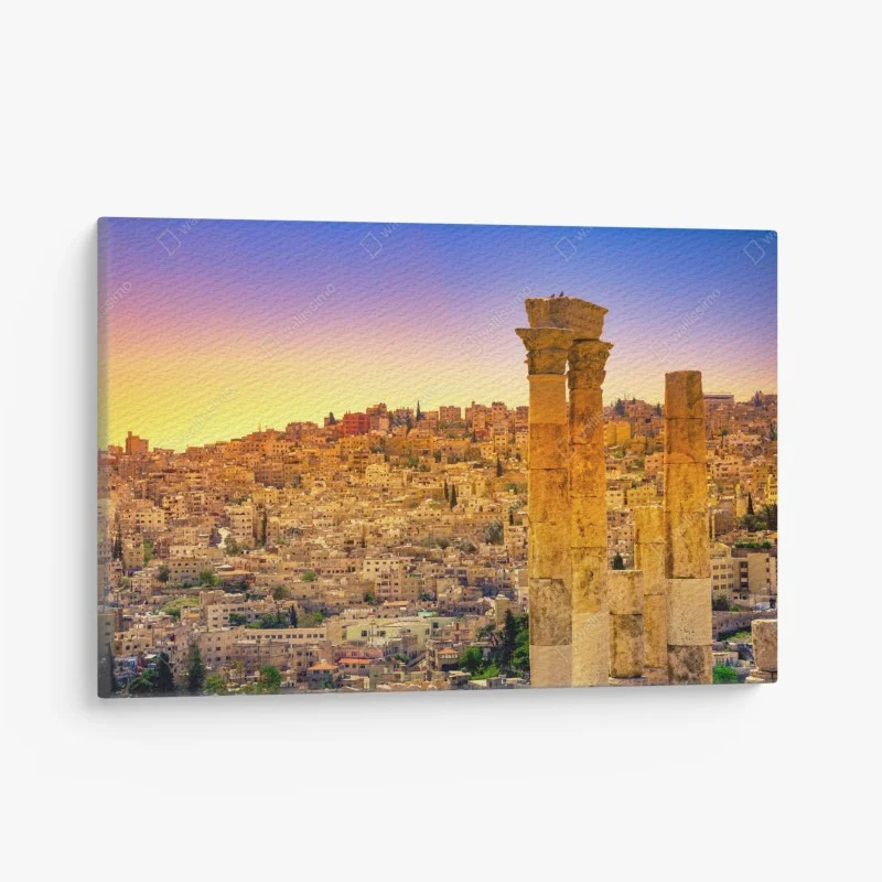 Canvas print golden Amman skyline with ancient columns