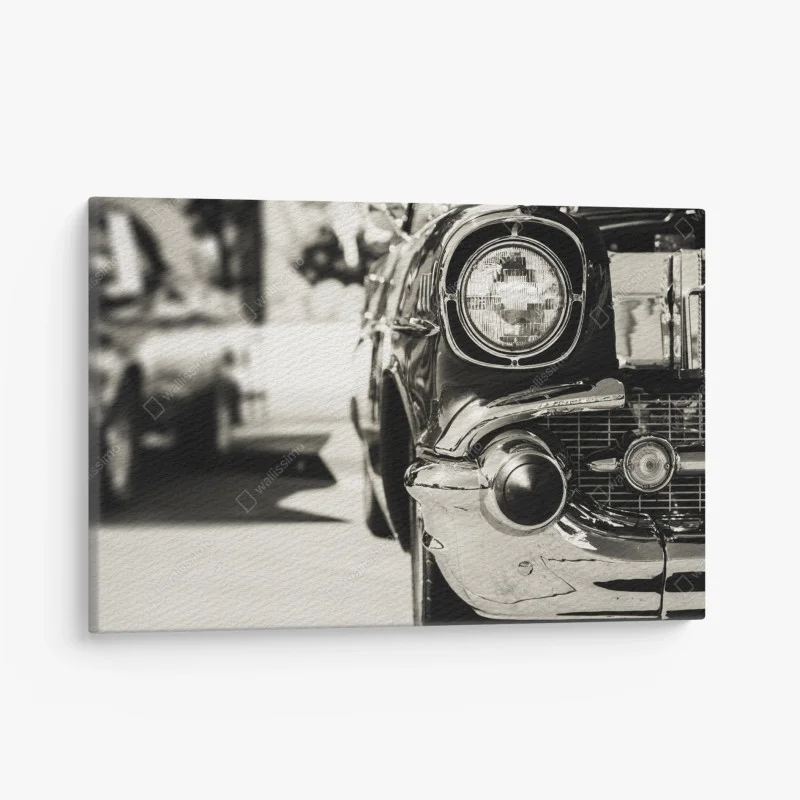 Canvas print vintage chrome classic car close-up