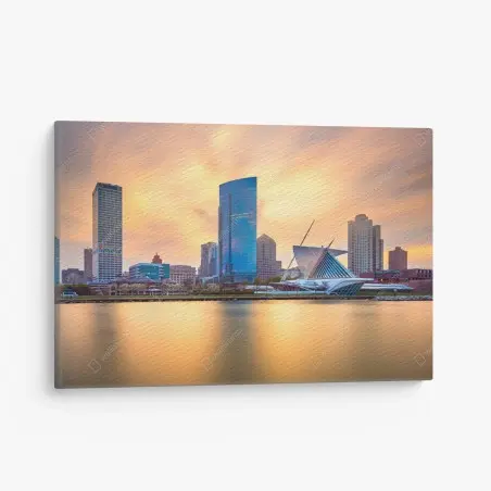 Canvas print Milwaukee skyline at twilight • Wallissimo®