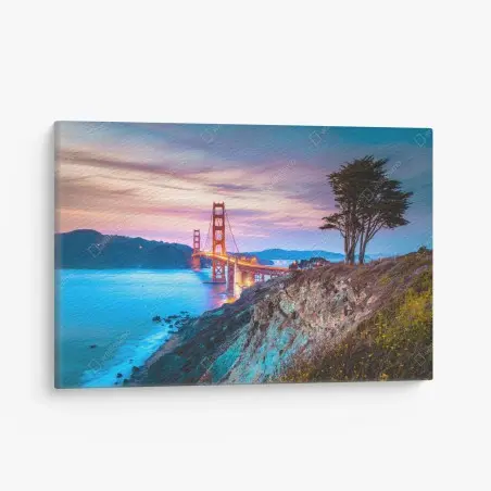 Canvas print Golden Gate Bridge at twilight • Wallissimo®