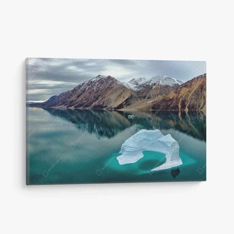 Canvas print iceberg and mountain reflections in turquoise waters