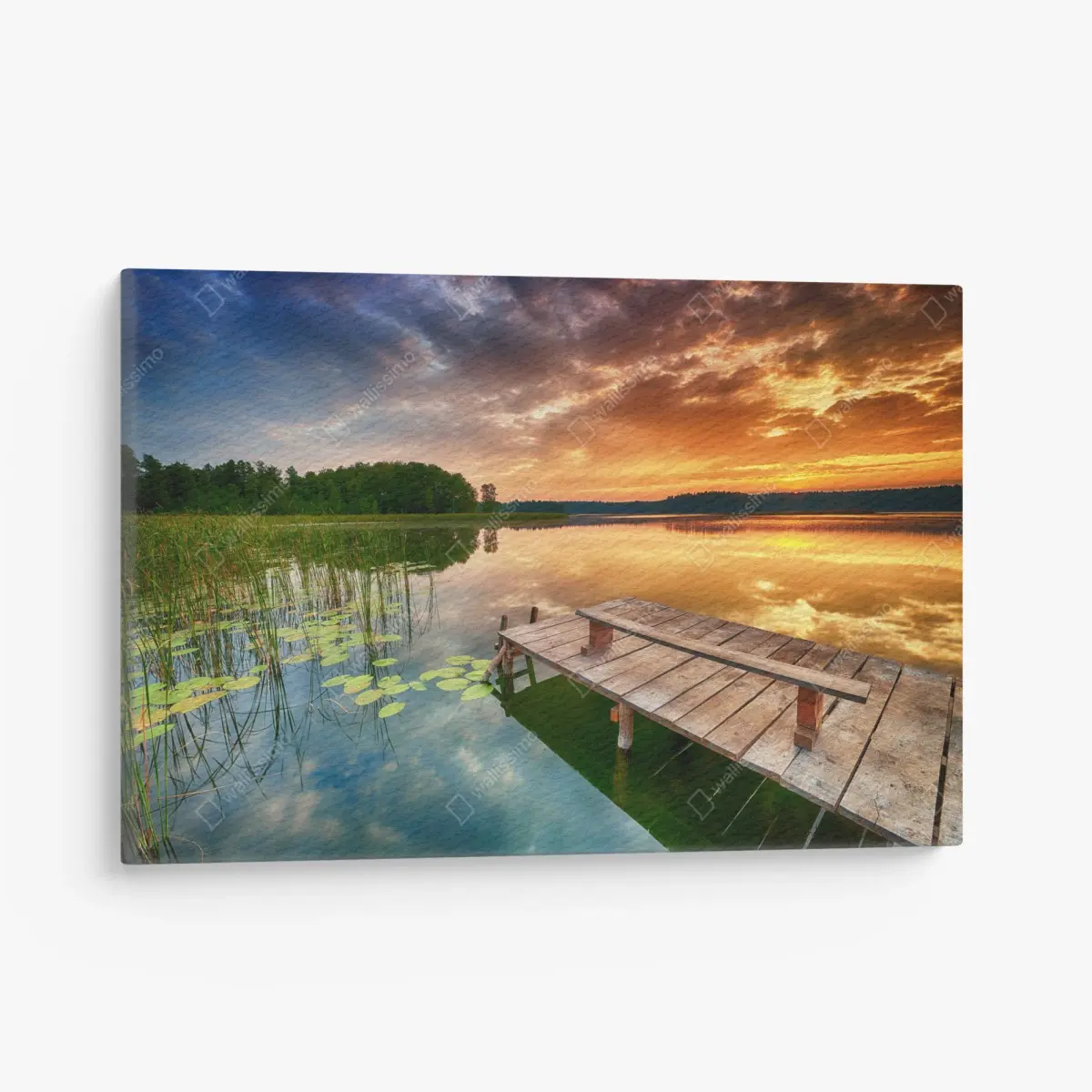 Canvas print golden sunrise over tranquil lake ⁕ Wallissimo® Canvas print golden sunrise over tranquil lake ⁕ Wallissimo®