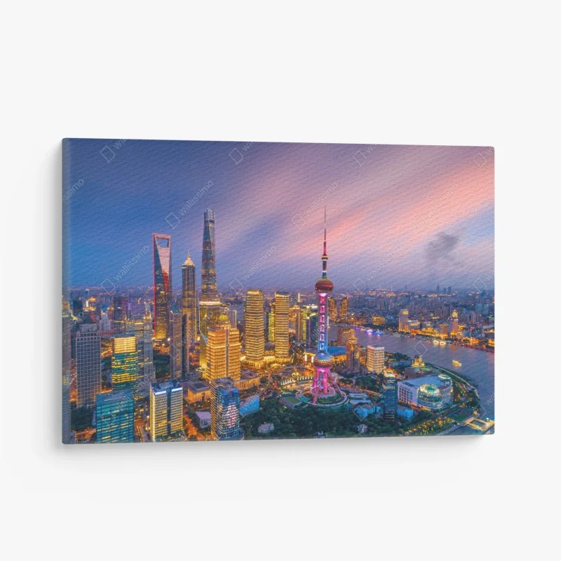 Canvas print Shanghai skyline at dusk
