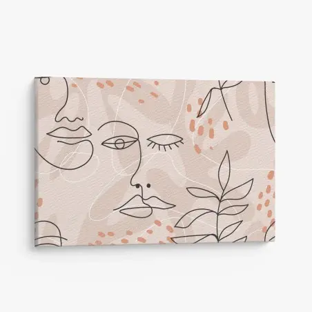 Canvas print soft pastel line art faces • Wallissimo®