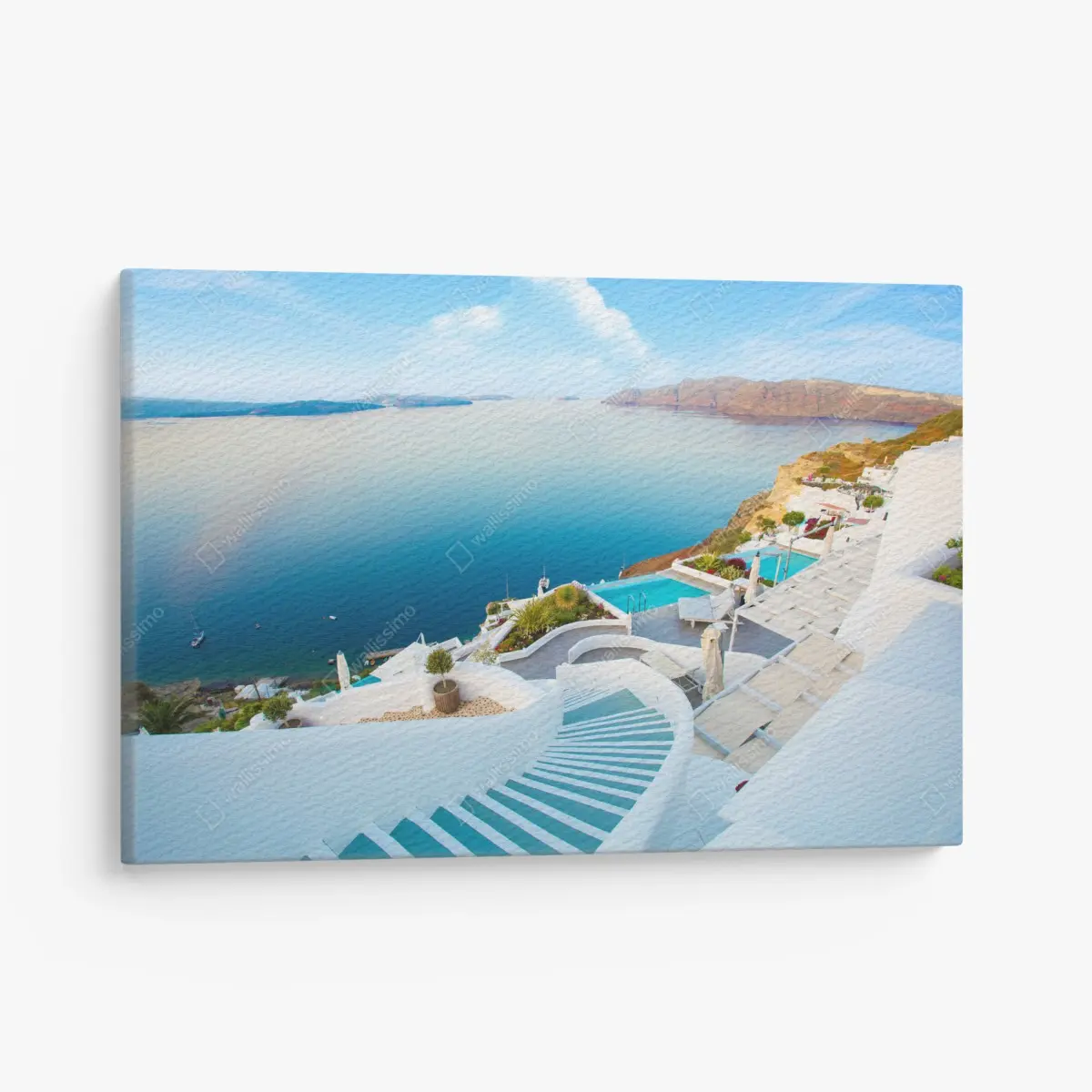 Canvas print Santorini sea view terrace • Wallissimo®