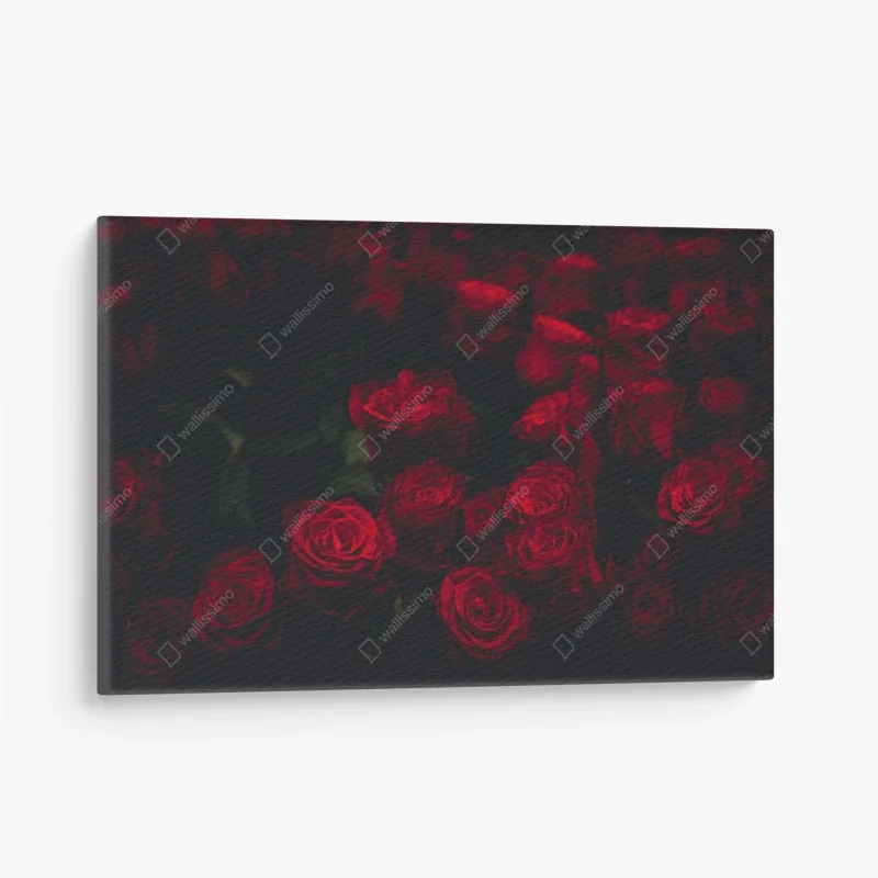 Canvas print moody red rose bouquet