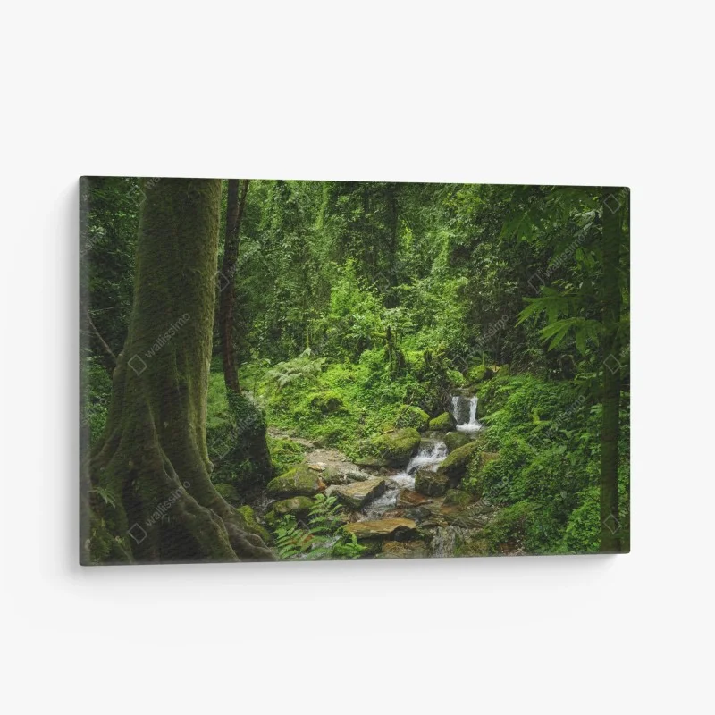 Canvas print pastel eucalyptus leaf pattern • Wallissimo®
