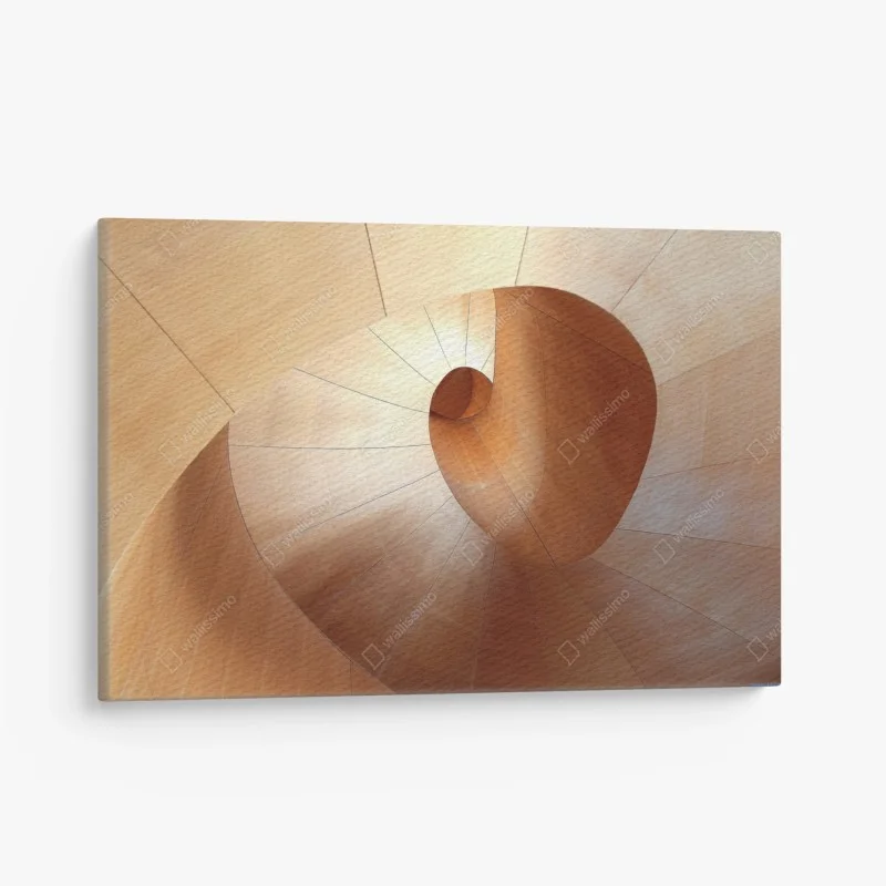 Canvas print warm wooden spiral staircase