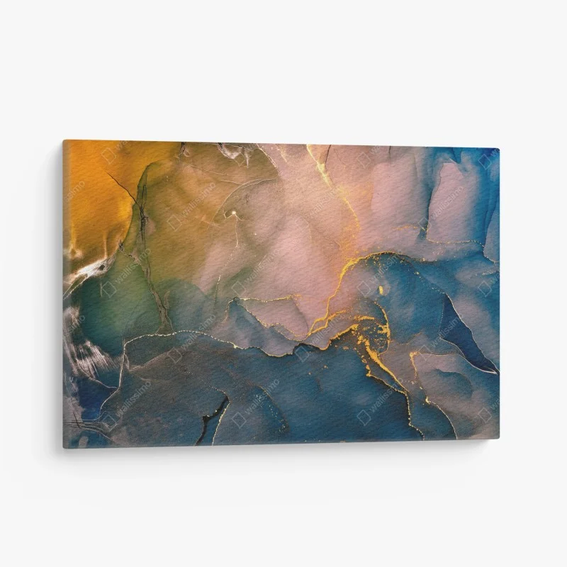 Canvas print blue and gold abstract marble pattern