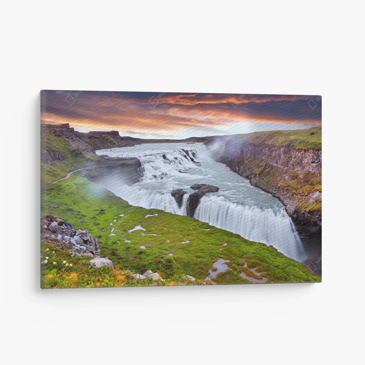 Canvas print Gullfoss waterfall panoramic view ⁕ Wallissimo® Canvas print Gullfoss waterfall panoramic view ⁕ Wallissimo®