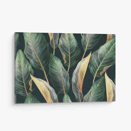 Canvas print vintage tropical leaves pattern • Wallissimo®