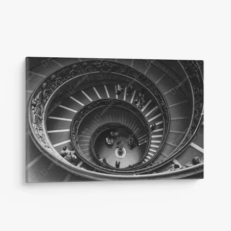 Canvas print dramatic spiral staircase in monochrome • Wallissimo®