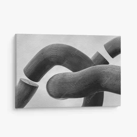 Canvas print curved forms abstract sculpture in grayscale • Wallissimo®